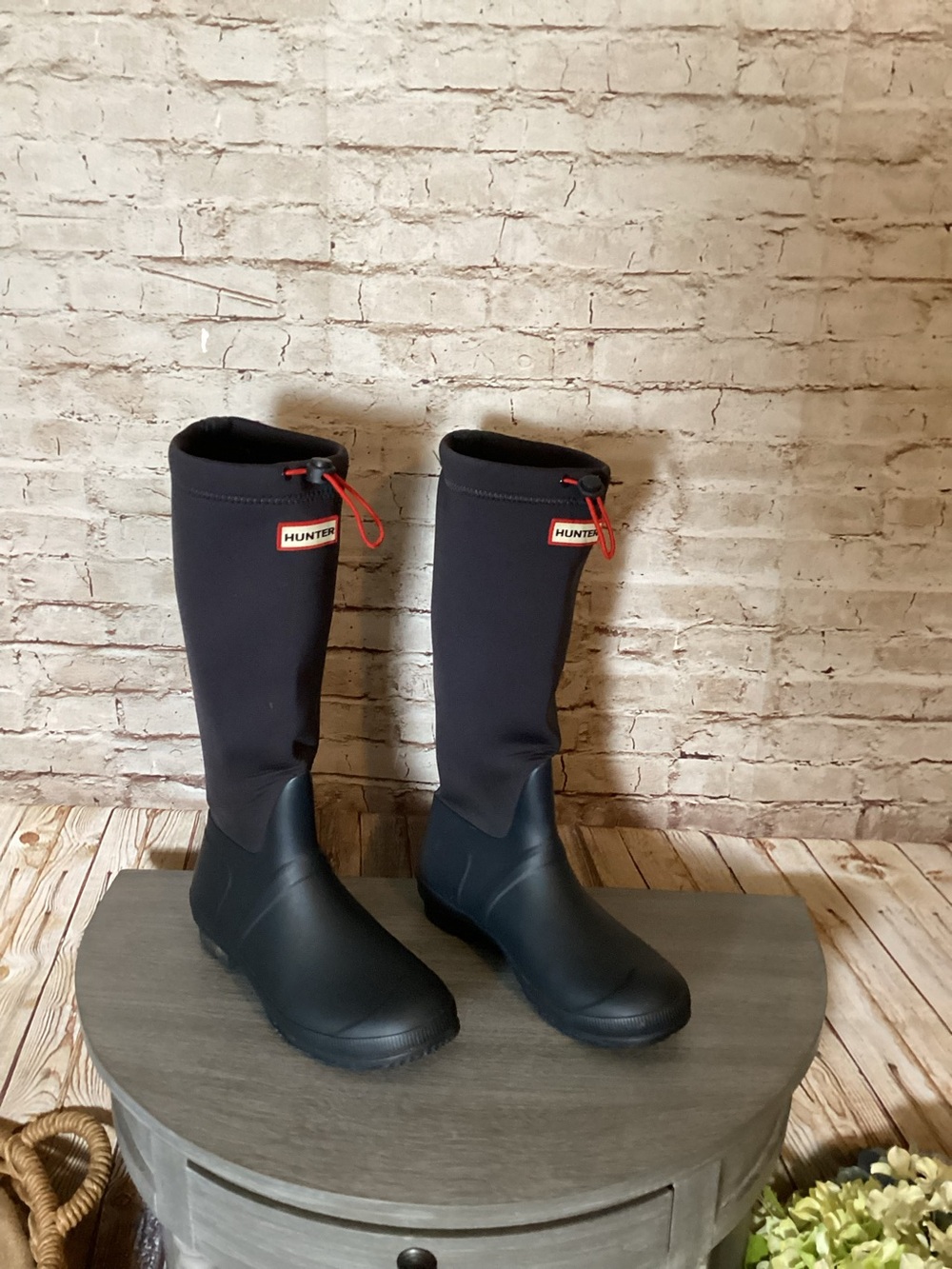 Hunter navy The Orginal Tour drawstring Wellington boots